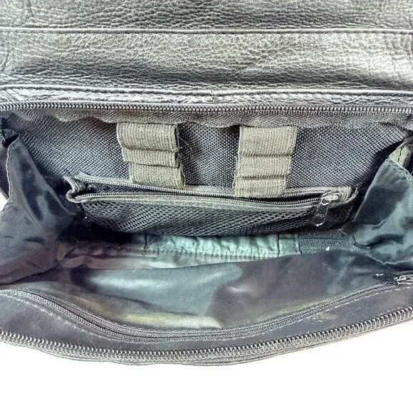 Wilsons Leather Rucksack Black Pebbled Leather Multi Pocket Travel Academia - Picture 9 of 13